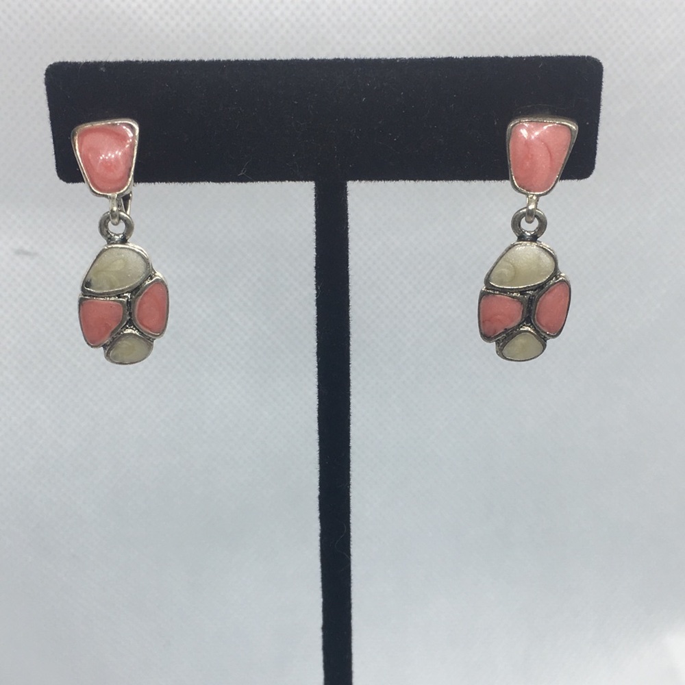 4 for $12: Pink and Silver Tone Clip on Earrings